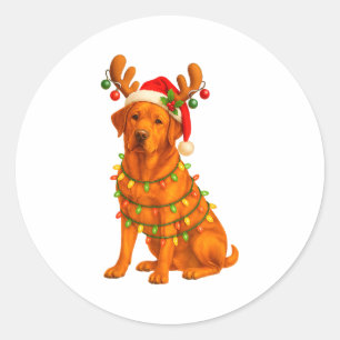 Fox Red Lab Christmas Tree Light Pajama Labrador D Classic Round Sticker