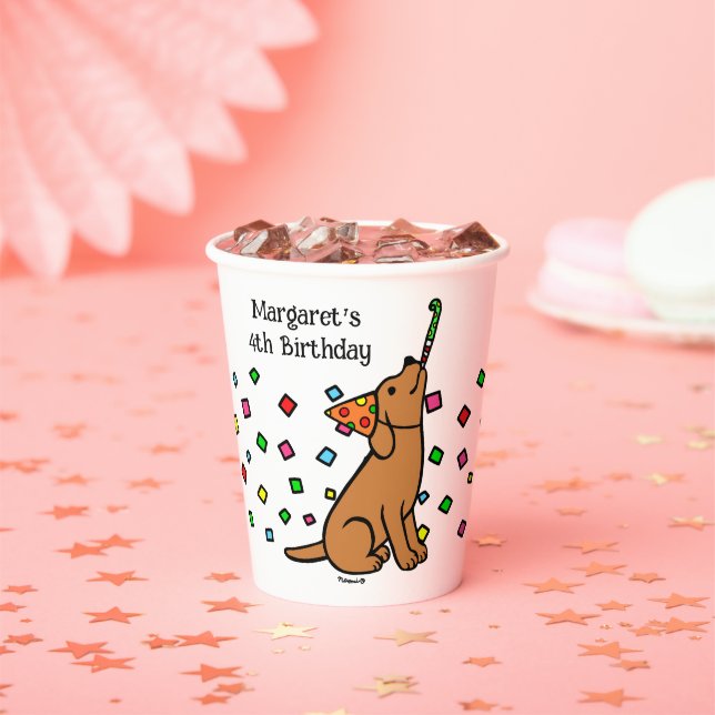 Fox Red Labrador Confetti Birthday Party Paper Cups (Insitu)