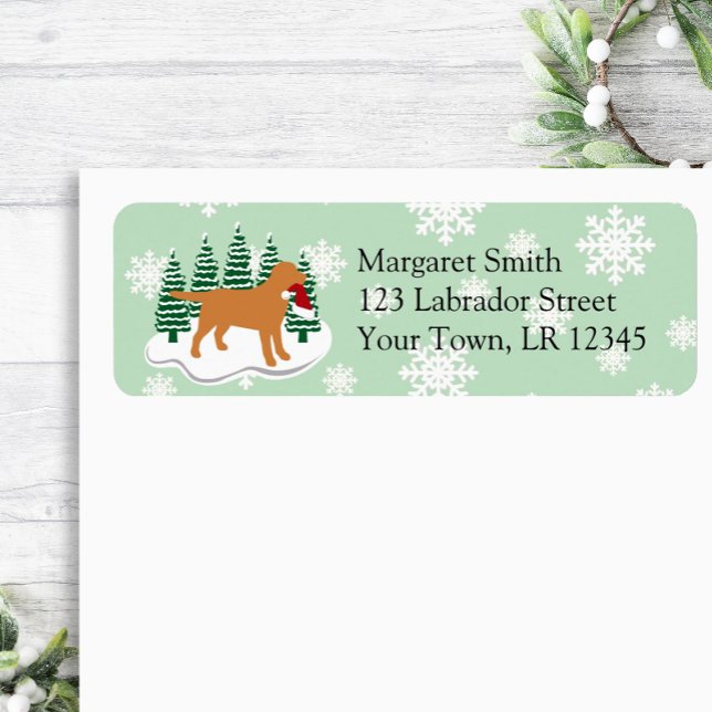 Fox Red Labrador Evergreen Return Address (Fox Red Labrador Evergreen Silhouette Design Return Address Label for Labrador Owners.)