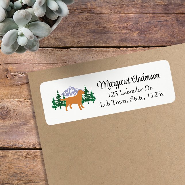 Fox Red Labrador Outline Evergreen Return Address (Fox Red Labrador Outline Evergreen Design Return Address Labels for Labrador Owners.  Silhouette.)