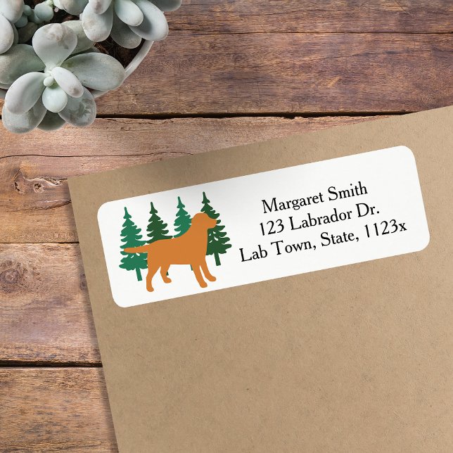 Fox Red Labrador Outline Evergreen Return Address (Fox Red Labrador Outline Design Return Address Label for Labrador Owners.  Dog Silhouette design.)