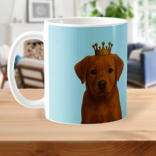 Fox Red Labrador Puppy in Gold Crown Cute Coffee Mug