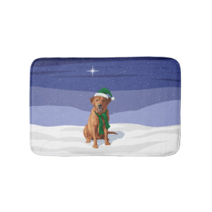 Fox Red Labrador Retriever Christmas Dog Bath Mat