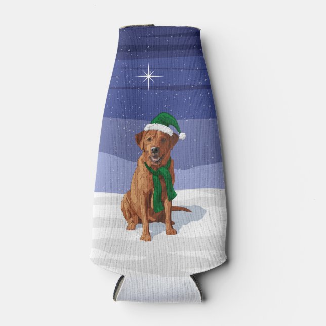 Fox Red Labrador Retriever Christmas Dog Bottle Cooler (Front)