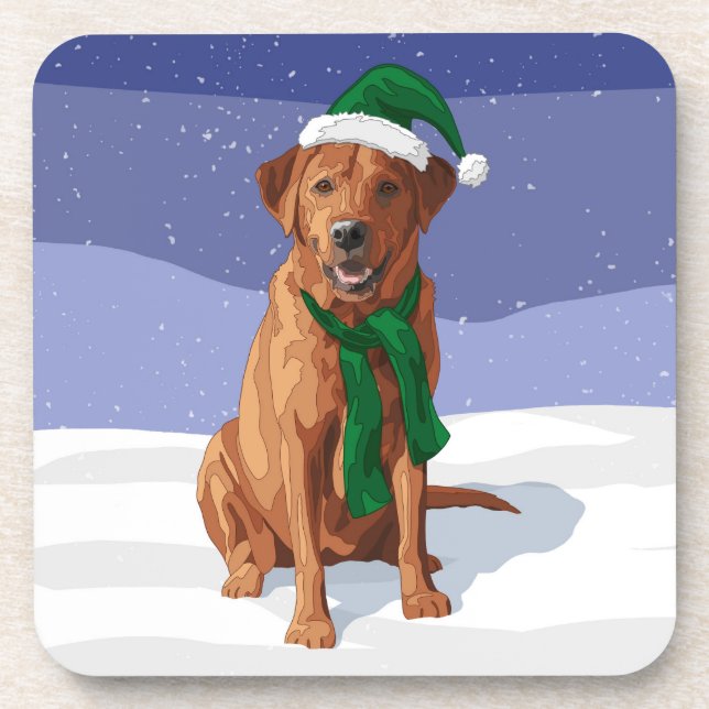 Fox Red Labrador Retriever Christmas Dog Coaster (Front)