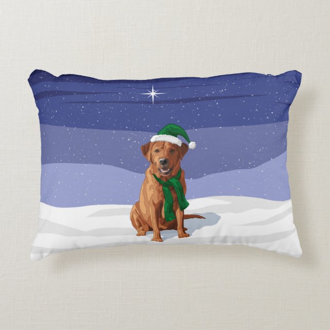 Fox Red Labrador Retriever Christmas Dog Decorative Cushion (Front)
