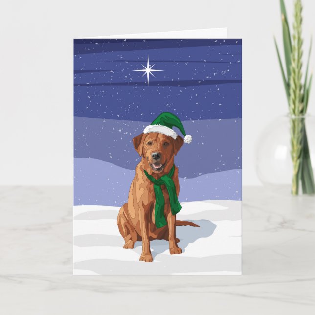 Fox Red Labrador Retriever Christmas Dog Holiday Card (Front)