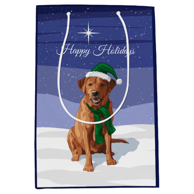Fox Red Labrador Retriever Christmas Dog Medium Gift Bag (Front)