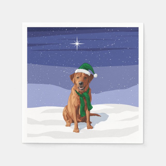 Fox Red Labrador Retriever Christmas Dog Napkin (Front)
