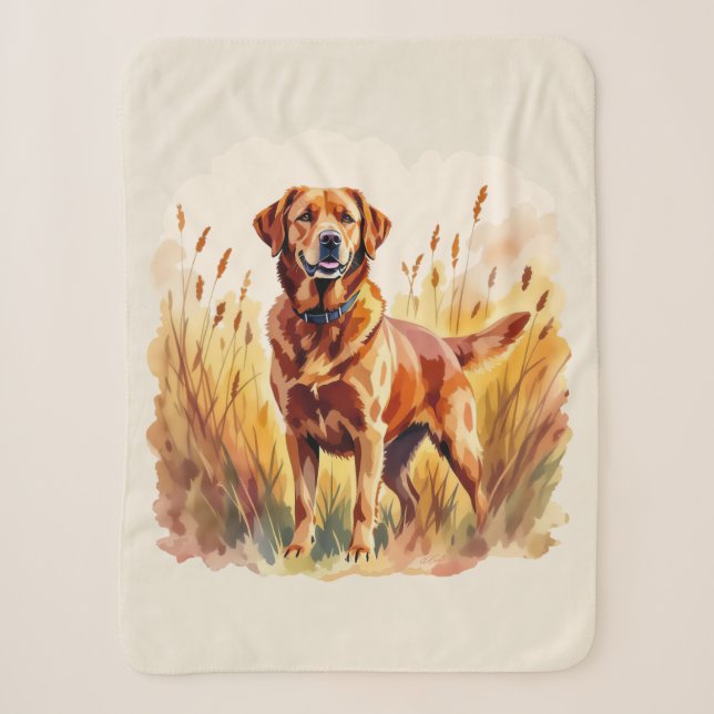 Fox Red Labrador Retriever Dog Sherpa Blanket (Front)