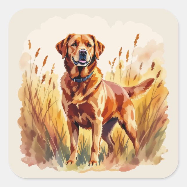 Fox Red Labrador Retriever Dog Square Sticker (Front)