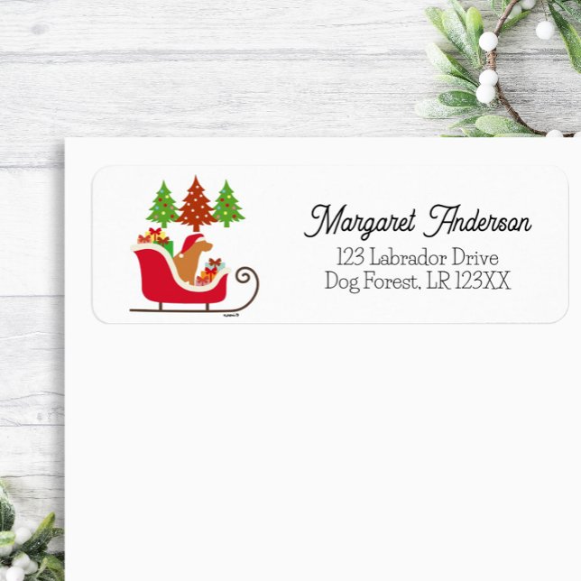 Fox Red Labrador Silhouette Christmas Sleigh (Fox Red Labrador Silhouette Christmas Sleigh design Return Address Label for Labrador Owners.)