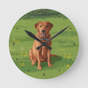Fox Red Yellow Labrador Retriever Dog Round Clock