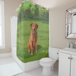 Fox Red Yellow Labrador Retriever Dog Shower Curtain