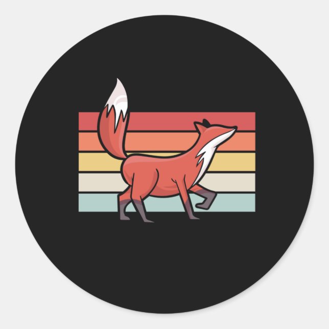 Fox Retro Vintage Classic Round Sticker (Front)