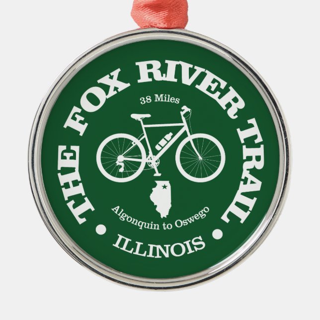 Fox River Trail (cycling) Metal Tree Decoration (Front)