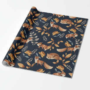fox & rose wrapping paper
