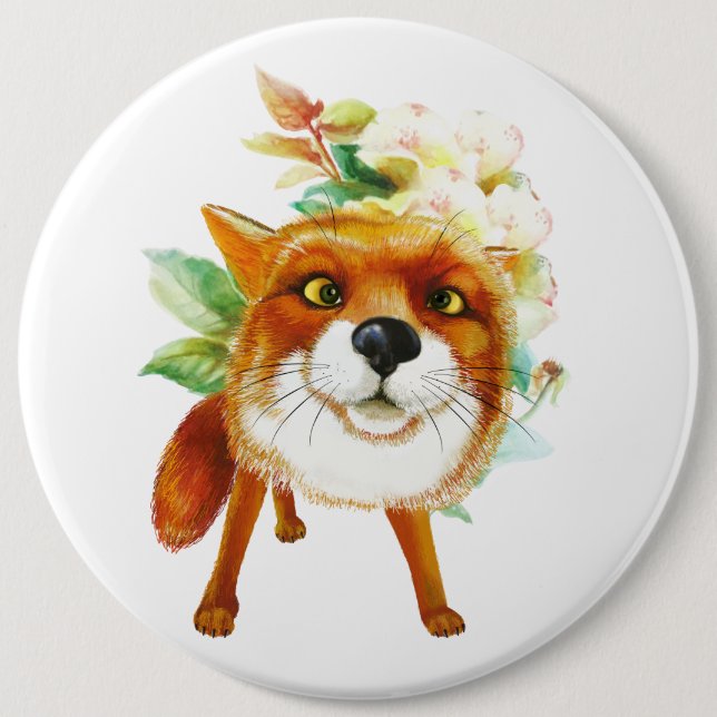 Fox Roses. Watercolor 6 Cm Round Badge (Front)