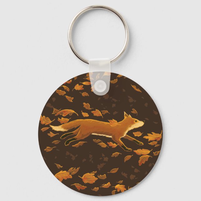 Fox Running Through Fall Key Ring (Front)