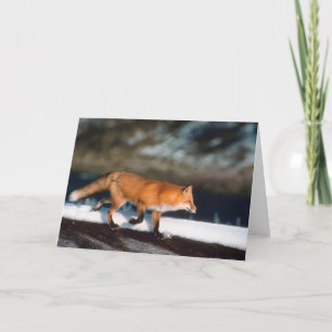 Fox Runs In Snow Holiday Card