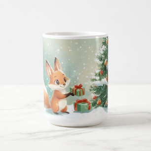 Fox’s First Snowfall by the Christmas Tree Coffee Mug