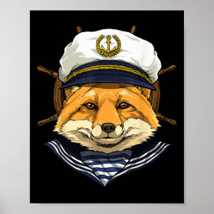 Fox Sailor Boat Captain Wildlife Fox Forest Poster