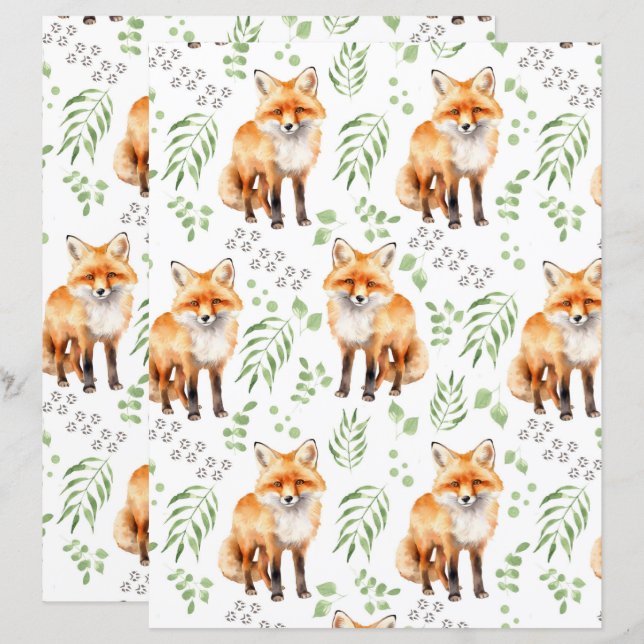 Fox Scrapbook Paper (Front/Back)