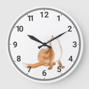 Fox scratching large clock