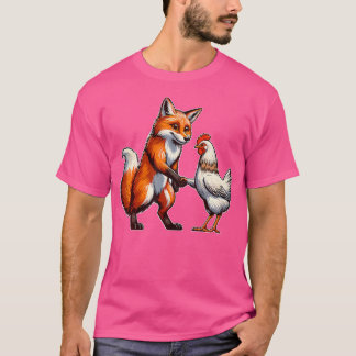 Fox Shakes Hands With Chicken Friendship Of Fox An T-Shirt