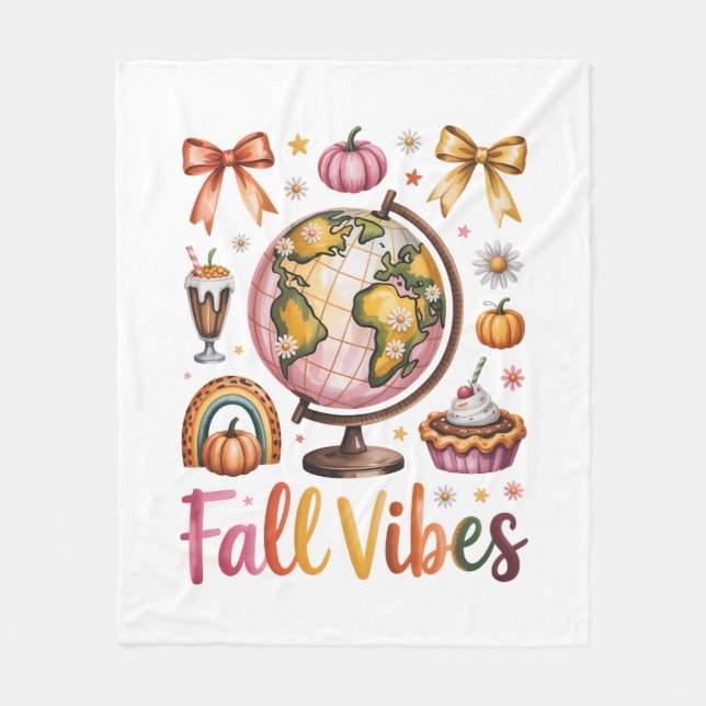 Fox Shirt Country Pumpkin Fleece Blanket (Front)
