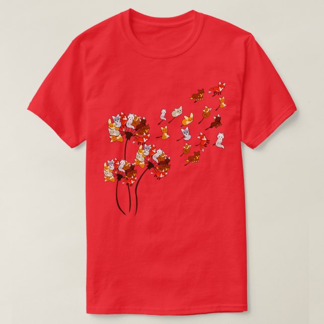 Fox Shirt Dandelion Foxes Lover (Design Front)