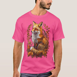 Fox Silhouette Floral Foxes Cottagecore Aesthetic T-Shirt