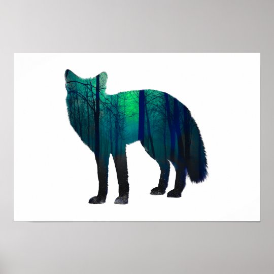 Fox silhouette - forest fox - fox art - wildfox poster | Zazzle.co.uk
