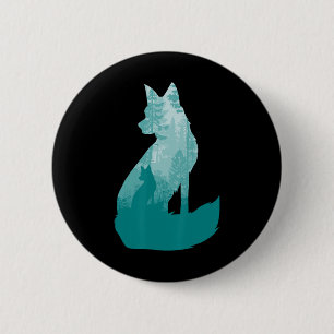 Fox Silhouette In The Forest Animal Hunter Hunting 6 Cm Round Badge
