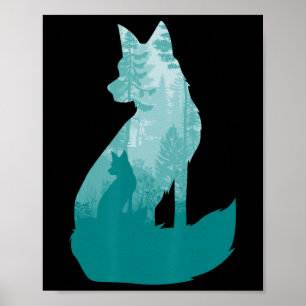 Fox Silhouette In The Forest Animal Hunter Hunting Poster