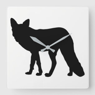 Fox Silhouette Square Wall Clock