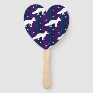 Fox Silhouette Starry Night Galaxy Lover Universe Hand Fan