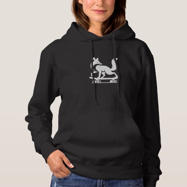Fox Skater Minimalist Silhouette Skateboarding Hoodie (Front)