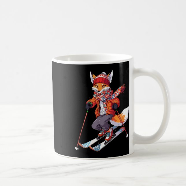 Fox Skiing Skier Ski Winter Snow 1  Coffee Mug (Right)