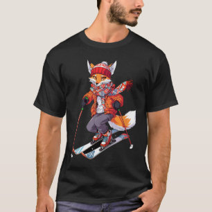 Fox Skiing Skier Ski Winter Snow 1  T-Shirt