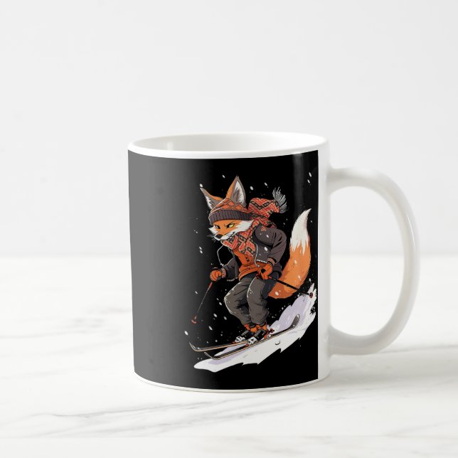 Fox Skiing Skier Ski Winter Snow  Coffee Mug (Right)