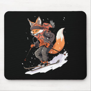 Fox Skiing Skier Ski Winter Snow Mouse Mat