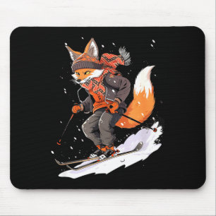 Fox skiing skier ski winter snow mouse mat