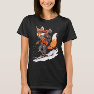 Fox skiing skier ski winter snow T-Shirt