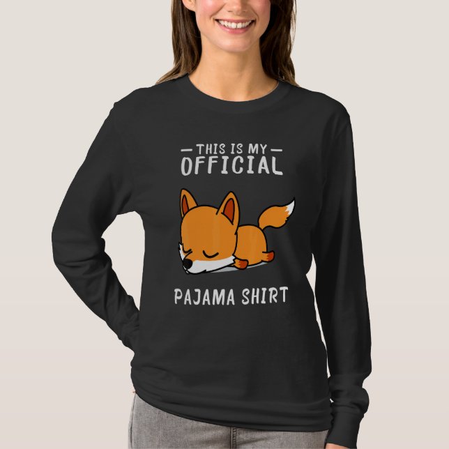 Fox Sleep Pyjamas Pajama Sleepover T-Shirt (Front)