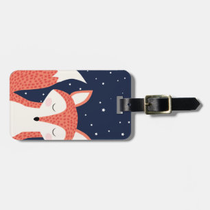 Fox sleeping night stars luggage tag