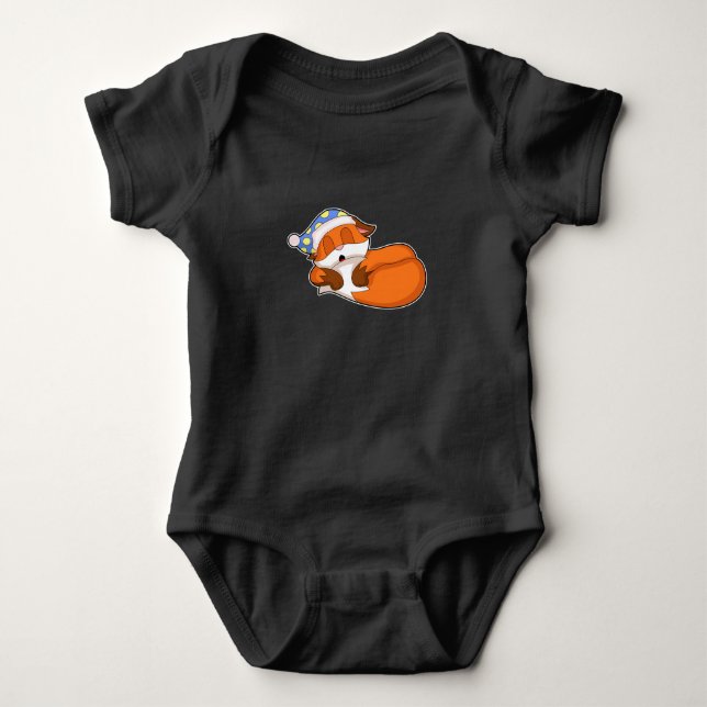 Fox Sleeping Nightcap Baby Bodysuit (Front)