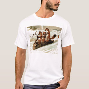 Fox Sleigh Ride Vintage Print T-Shirt