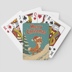 Fox Snow Bank Animal Christmas Playing Cards