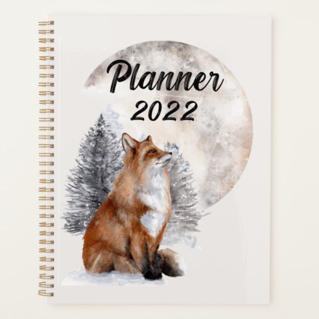 Fox Snow Winter Christmas Pink  Planner (Front)